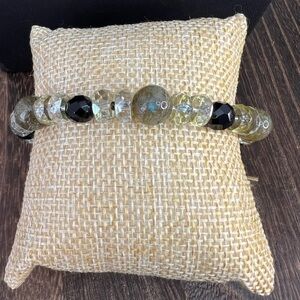 Emily Ray Stone & Glass Bracelet w/925 Clasp Size 6.5”- 7.5” B31